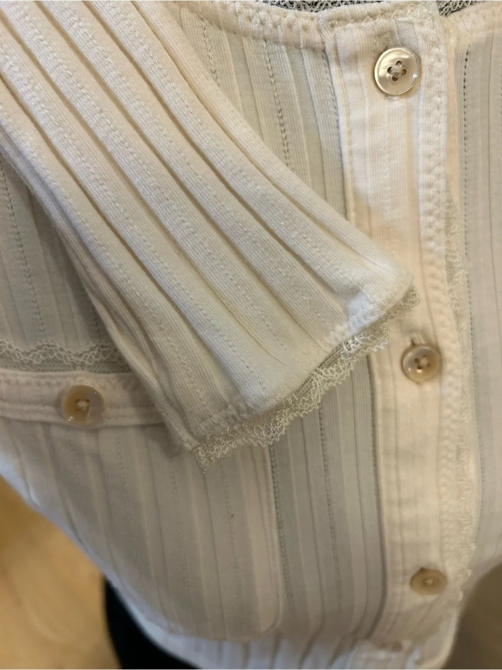 J.Crew Ribbed Lace-Trim Cropped Cardigan